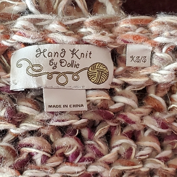 Anthropologie Hand knit vest by Dollie Boho 60's brown cream green size xs/s - Picture 7 of 10